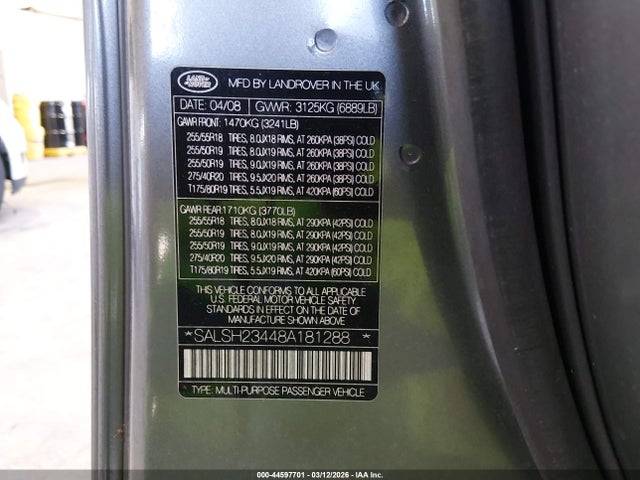 2008 LAND ROVER RANGE ROVER SPORT SALSH23448A181288 Photo 8