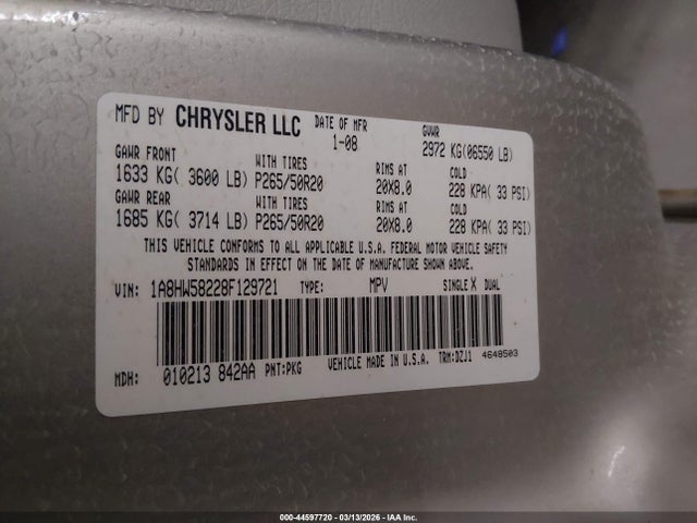 2008 CHRYSLER ASPEN 1A8HW58228F129721 Photo 8