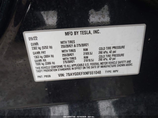 2022 TESLA MODEL Y 7SAYGDEFXNF551048 Photo 8