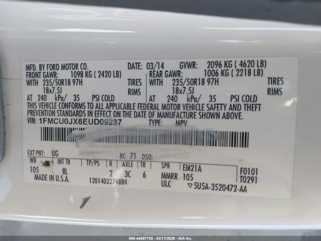 Ford Escape Titanium 2014 1FMCU0JX6EUD09237 Image 9