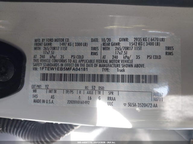 Ford F-150 Xl 2021 1FTEW1EB5MFA04181 Image 9