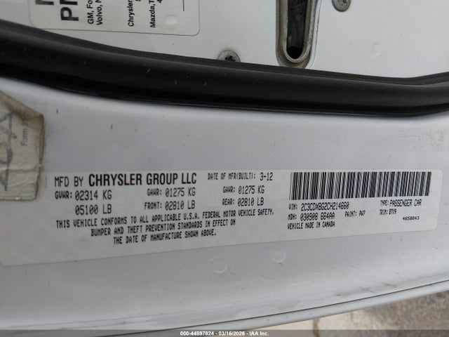 Продаж на аукціоні авто 2012 Dodge Charger Se, vin: 2C3CDXBG2CH214660, номер лоту: 44597824