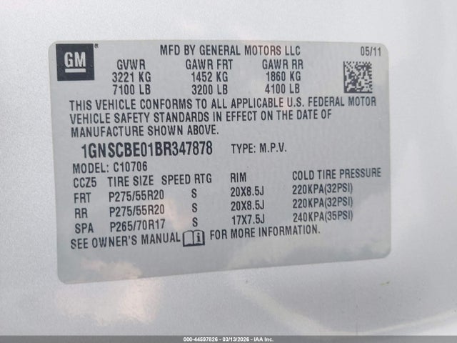 2011 CHEVROLET TAHOE 1GNSCBE01BR347878 Photo 8