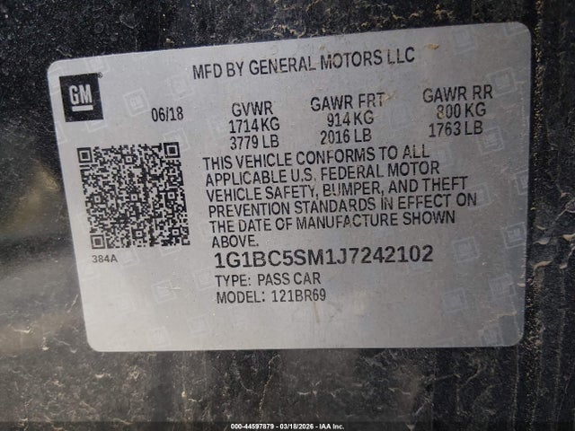 Chevrolet Cruze Ls Auto 2018 1G1BC5SM1J7242102 Image 9