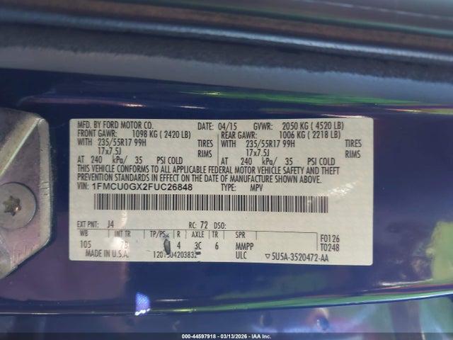 2015 FORD ESCAPE 1FMCU0GX2FUC26848 Photo 8