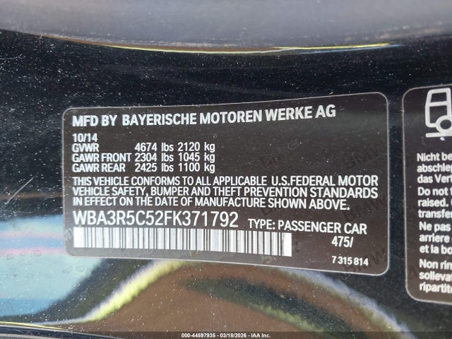 Aukcja sprzedaży 2015 Bmw 435i Xdrive, vin: WBA3R5C52FK371792, numer aukcji: 44597935
