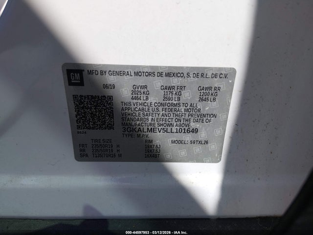 GMC Terrain Fwd Sle 2020 3GKALMEV5LL101649 Image 9