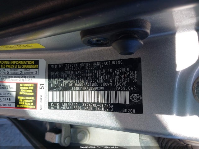 2018 TOYOTA CAMRY 4T1B11HK7JU580208 Photo 8