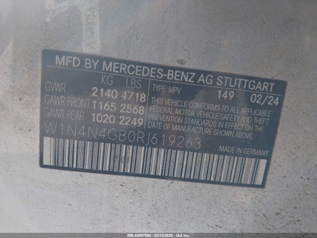 Aukcja sprzedaży 2024 Mercedes-benz Gla 250, vin: W1N4N4GB0RJ619263, numer aukcji: 44597988