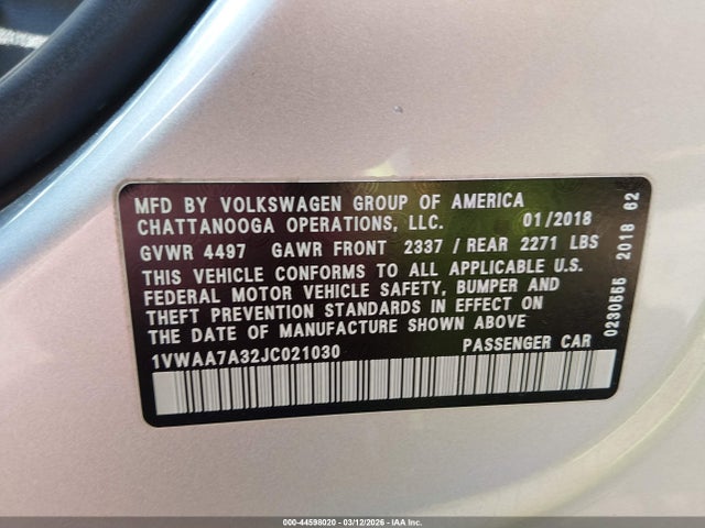 2018 VOLKSWAGEN PASSAT 1VWAA7A32JC021030 Photo 8
