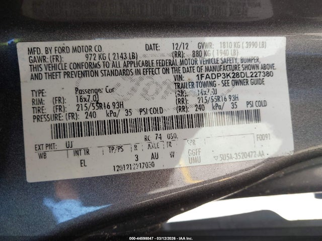 2013 FORD FOCUS 1FADP3K28DL227380 Photo 8