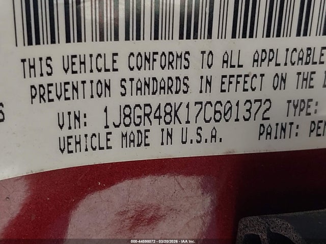 44598072 :رقم المزاد ، 1J8GR48K17C601372 vin ، 2007 Jeep Grand Cherokee Laredo مزاد بيع