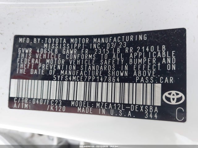 2023 TOYOTA COROLLA 5YFS4MCE7PP147864 Photo 8