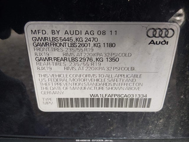 2012 AUDI Q5 WA1LFAFP8CA031334 Photo 8
