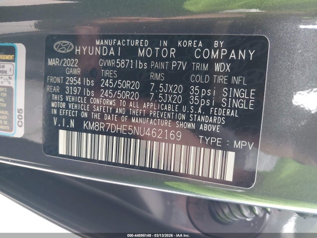 Hyundai Palisade Calligraphy 2022 KM8R7DHE5NU462169 Image 9