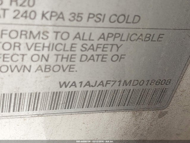 Продаж на аукціоні авто 2021 Audi Q7 Premium 45 Tfsi Quattro Tiptronic, vin: WA1AJAF71MD018608, номер лоту: 44598156