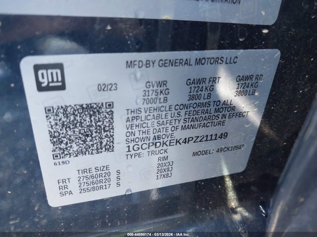 1GCPDKEK4PZ211149 Chevrolet Silverado 1500 4wd Short Bed Lt With 2fl