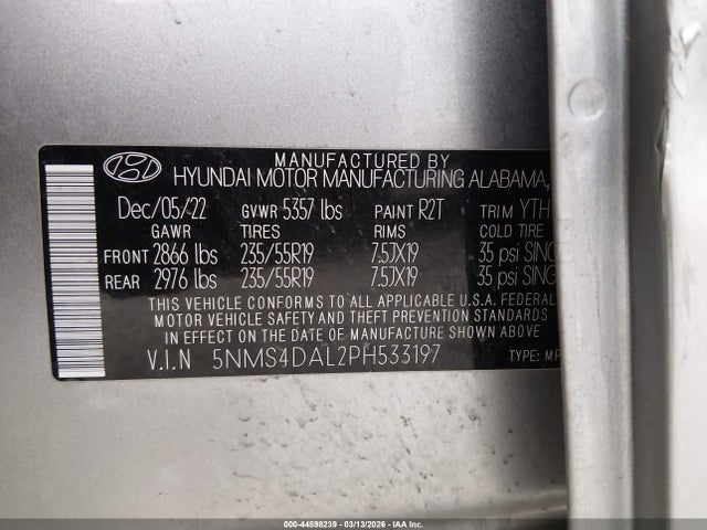 2023 HYUNDAI SANTA FE 5NMS4DAL2PH533197 Photo 8