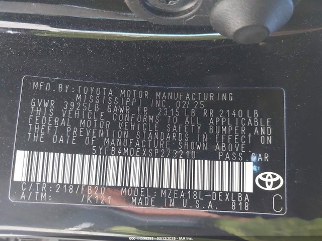 Toyota COROLLA LE 2025 5YFB4MDEXSP273210 Image 9