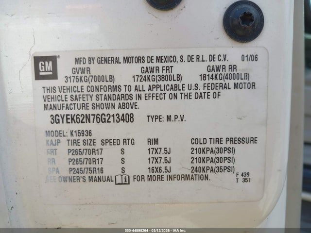 2006 CADILLAC ESCALADE EXT 3GYEK62N76G213408 Photo 8