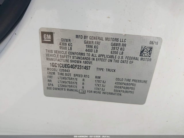 Chevrolet Silverado 2500hd Wt 2016 1GC1CUEG4GF231497 Image 9