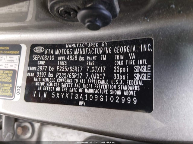 2011 KIA SORENTO 5XYKT3A10BG102999 Photo 8
