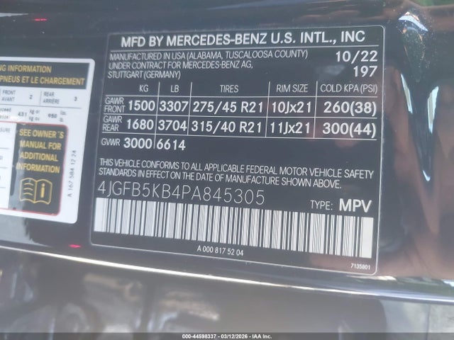 4JGFB5KB4PA845305 Mercedes-Benz Gle 450 4matic