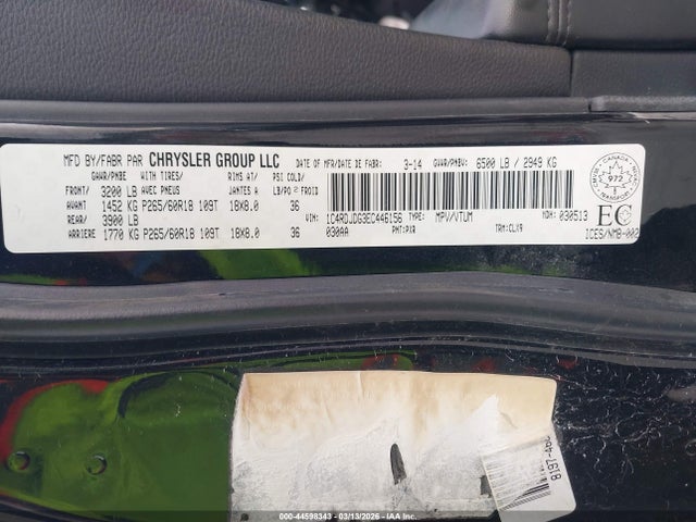 Aukcja sprzedaży 2014 Dodge Durango Limited, vin: 1C4RDJDG3EC446156, numer aukcji: 44598343
