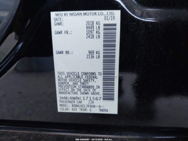 2019 NISSAN ALTIMA 1N4BL4DW9KC171567 Photo 8