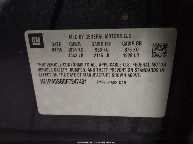 1G1PA5SG5F7247431 Chevrolet Cruze Ls Auto