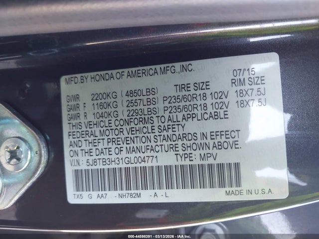 2016 ACURA RDX 5J8TB3H31GL004771 Photo 8