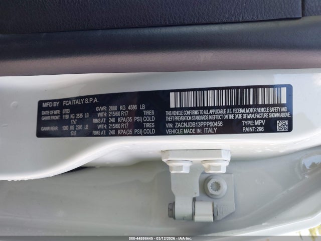 44598445 :رقم المزاد ، ZACNJDB13PPP60456 vin ، 2023 Jeep Renegade Latitude 4x4 مزاد بيع