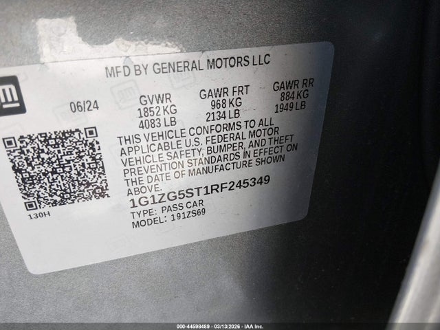 1G1ZG5ST1RF245349 Chevrolet Malibu Fwd Rs