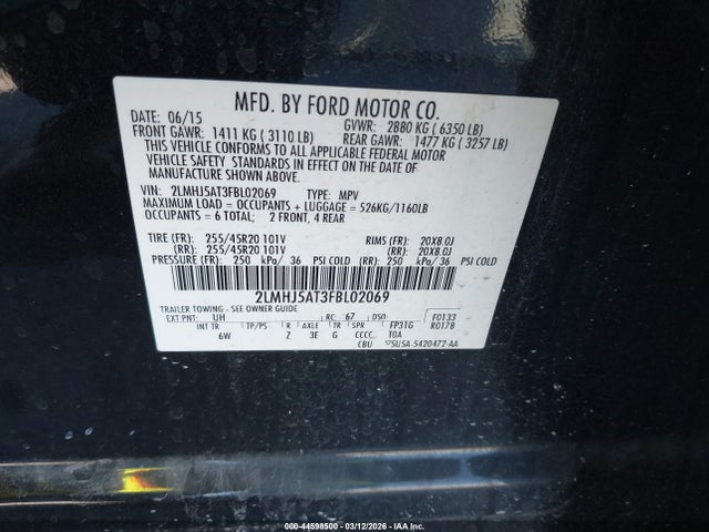 Lincoln Mkt Ecoboost 2015 2LMHJ5AT3FBL02069 Image 9