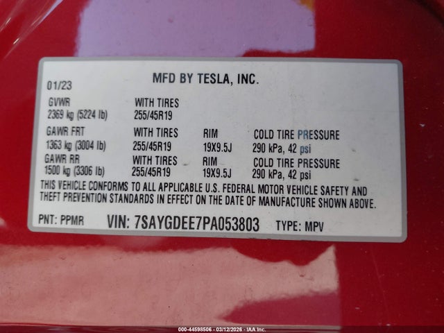 2023 TESLA MODEL Y 7SAYGDEE7PA053803 Photo 8
