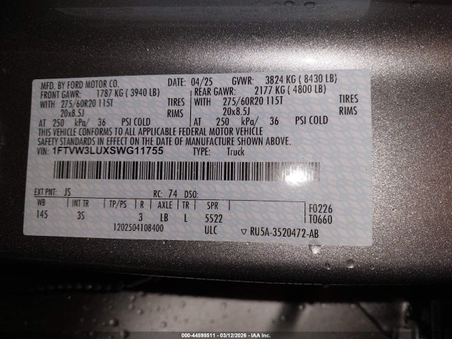 1FTVW3LUXSWG11755 Ford F-150 Lightning Flash