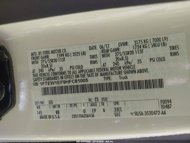 2017 FORD F-150 1FTEW1EF9HFC81005 Photo 8