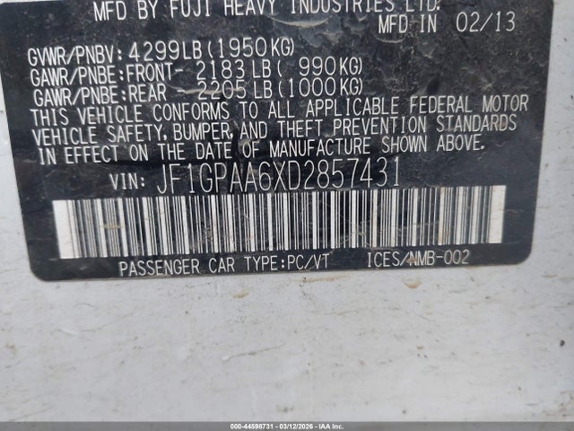 2013 SUBARU IMPREZA WAGON JF1GPAA6XD2857431 Photo 8