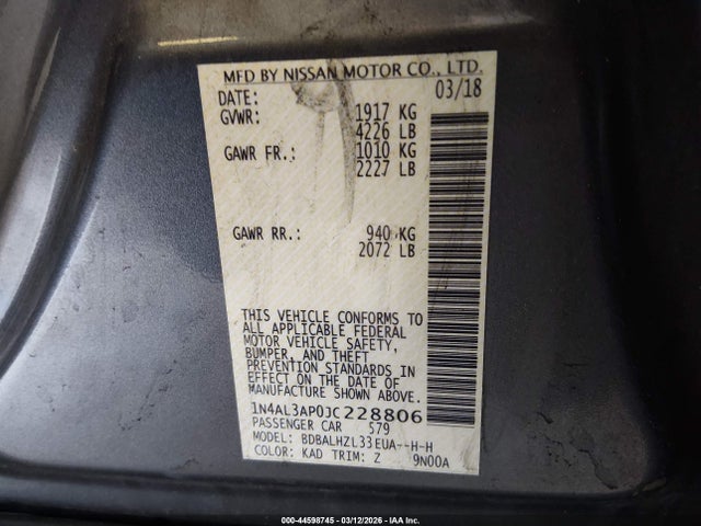 2018 NISSAN ALTIMA 1N4AL3AP0JC228806 Photo 8