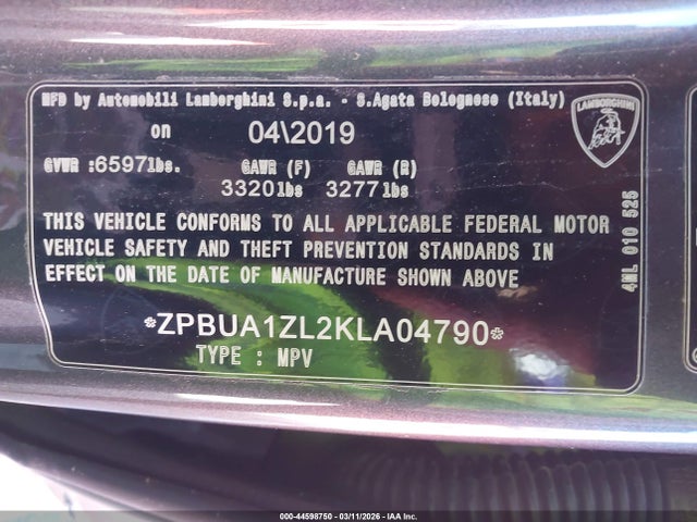 Lamborghini Urus 2019 ZPBUA1ZL2KLA04790 Image 9