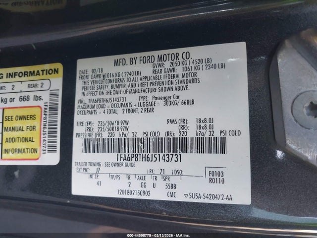Ford Mustang Ecoboost 2018 1FA6P8TH6J5143731 Image 9