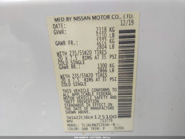 2020 NISSAN MURANO 5N1AZ2CJ6LN125100 Photo 8