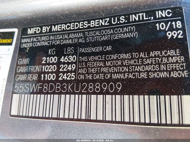2019 MERCEDES-BENZ C 300 55SWF8DB3KU288909 Photo 8