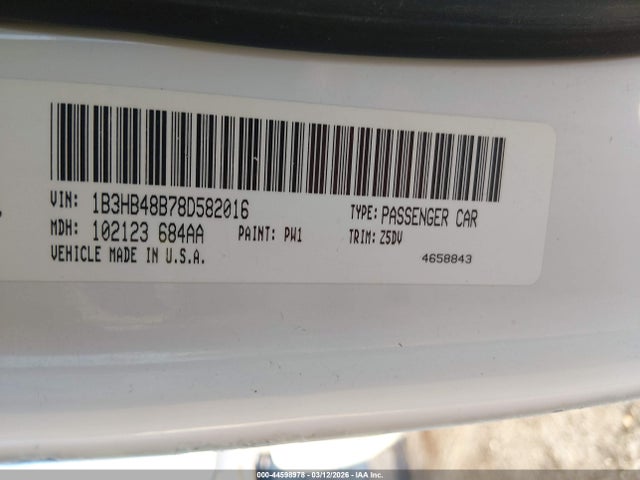 2008 Dodge Caliber Sxt მანქანა იყიდება აუქციონზე, vin: 1B3HB48B78D582016, აუქციონის ნომერი: 44598978