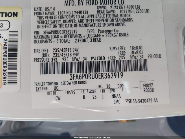 Ford Fusion Hybrid Titanium 2014 3FA6P0RU0ER362919 Image 9