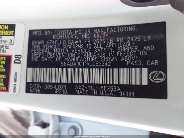 2024 LEXUS ES 300H 58ADA1C11RU053342 Photo 8