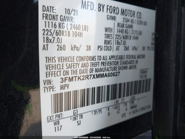 3FMTK2R7XMMA60627 Ford Mustang Mach-e California Route 1