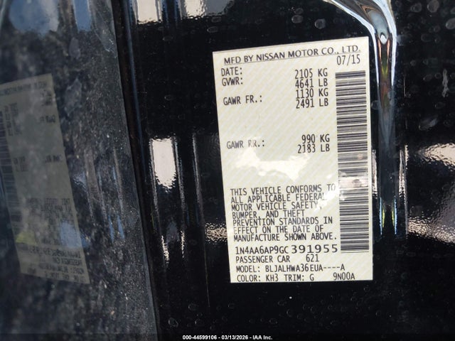 1N4AA6AP9GC391955 Nissan Maxima 3.5 Platinum