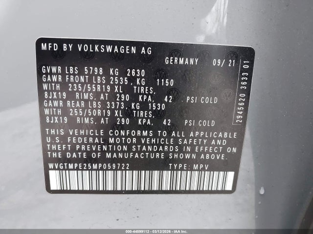 2021 VOLKSWAGEN ID.4 WVGTMPE25MP059722 Photo 8