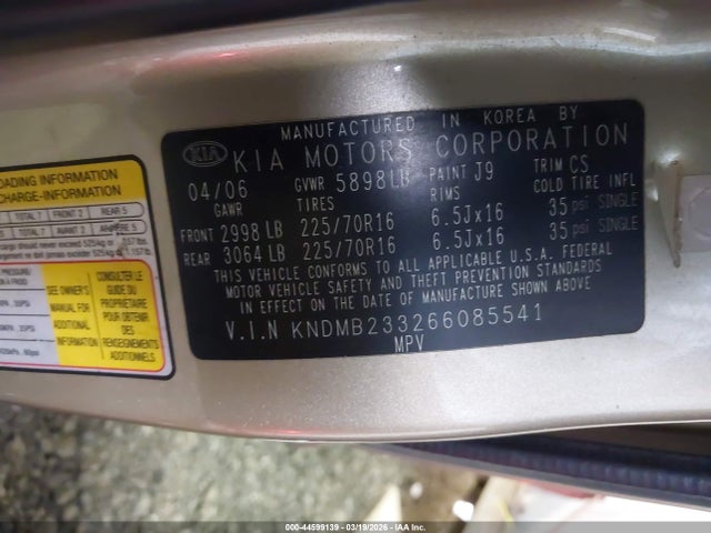 2006 KIA SEDONA KNDMB233266085541 Photo 8